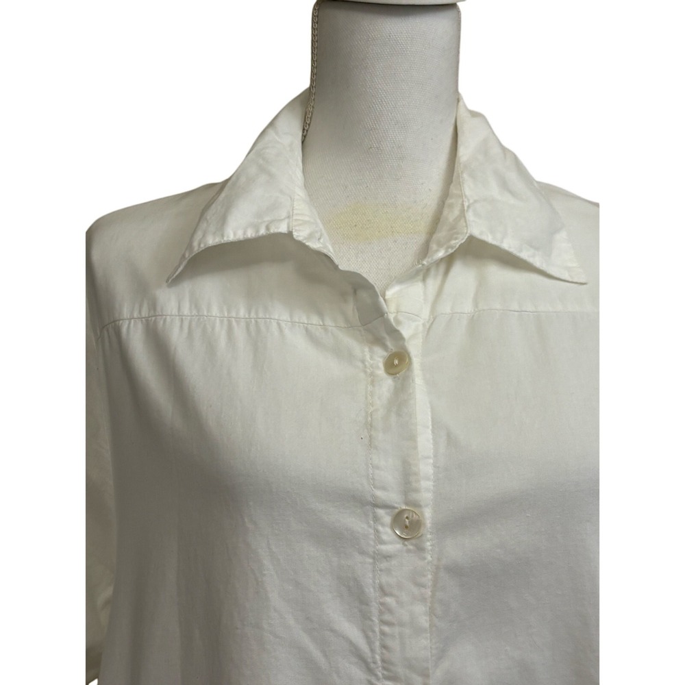 Tulip Oversized Artsy Made in India White Cotton Shirt Dress Pockets Size M - Picture 4 of 7